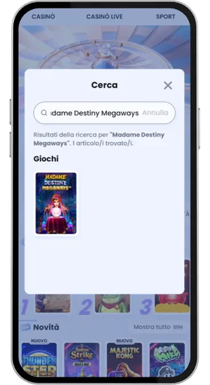 Ricerca e avvio di Madame Destiny Megaways